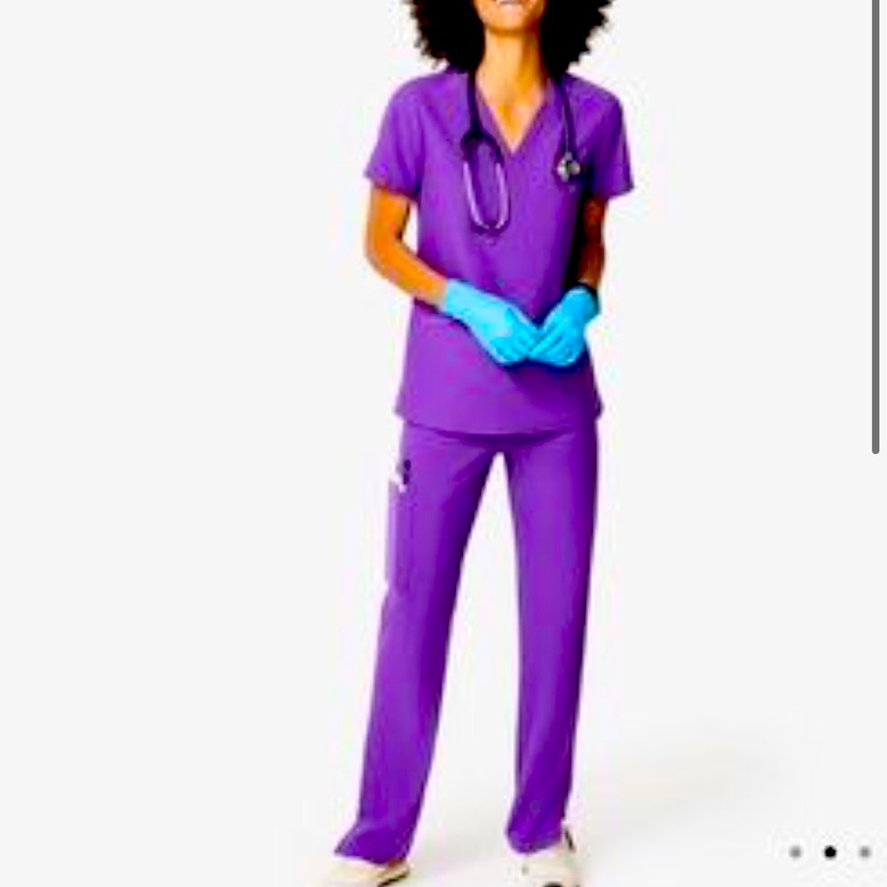 FIGS ULTRA VOILET LIMITED EDITION SCRUBS - MED CATARINA TOP, MED LIVINGSTON PANT